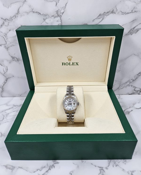Ladies Steel & White Gold Rolex Datejust with MOP Diamond Dial - Box and Papers. - Image 6