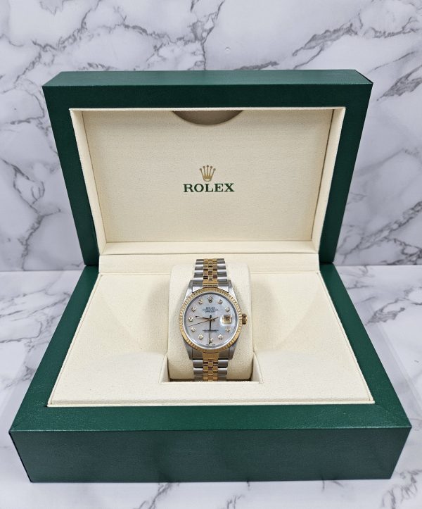 Mens Rolex Datejust 16233 with White MOP Diamond Dial - Box / Papers. - Image 8