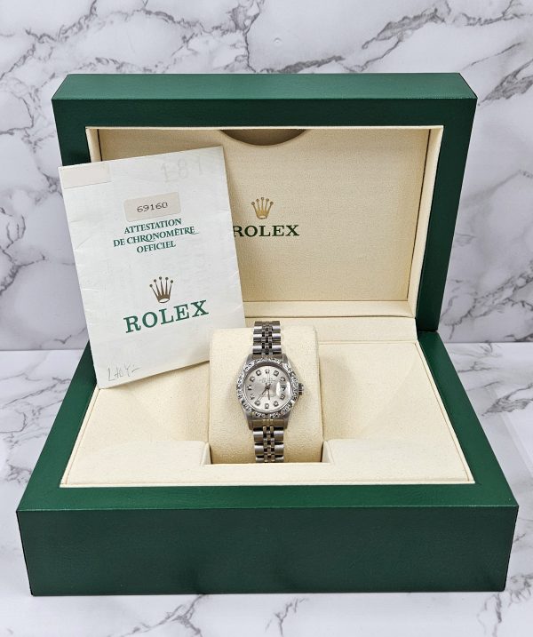 Ladies Diamond Dial & Bezel Rolex Oyster Perpetual Datejust – Box & Papers - Image 7