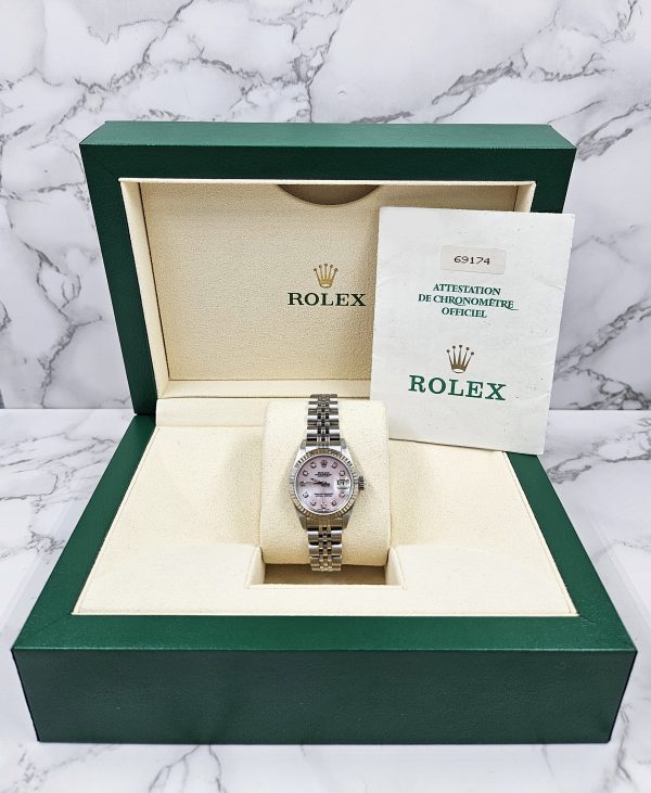 Ladies Steel & White Gold Rolex Datejust Pink - MOP Diamond Dial - Box & Paper - Image 7