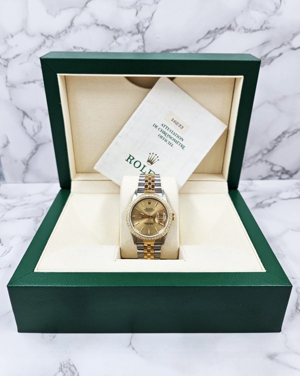 Mens Rolex Datejust in Steel & 18ct Gold with Diamond Bezel - Rolex Box & Papers - Image 10