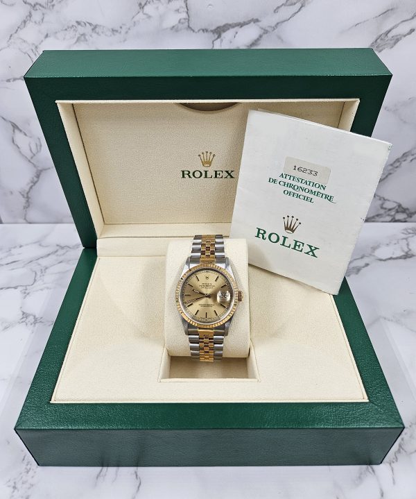 Classic Gents Steel & Gold Rolex Oyster Perpetual Datejust 36mm with Box & Paper - Image 9