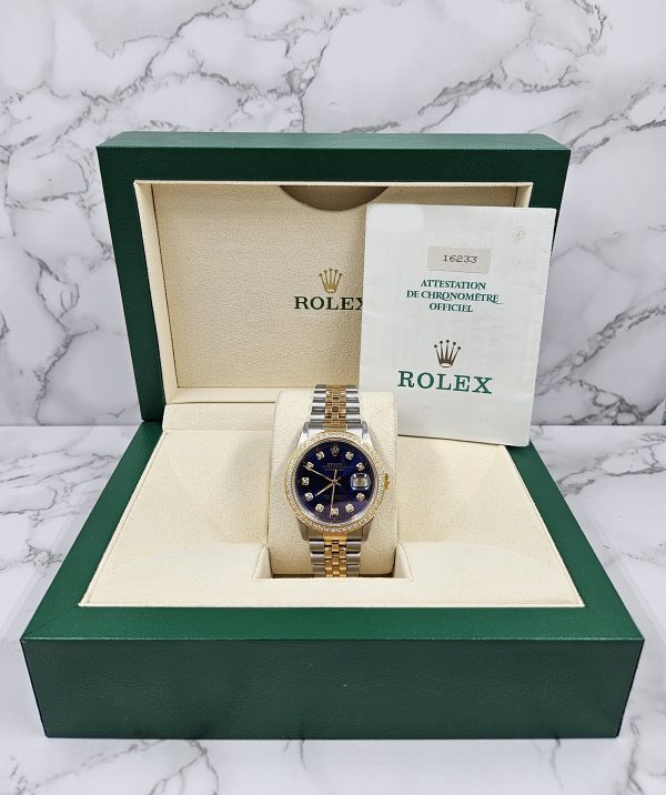 Beautiful Mens Rolex Datejust 16233 with Blue Diamond Dial - Box and Papers. - Image 9