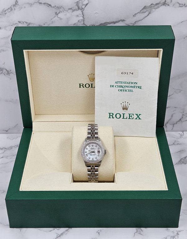 Ladies Steel & White Gold Rolex Datejust - White MOP Diamond Dial & Bezel. Box & Papers. - Image 8