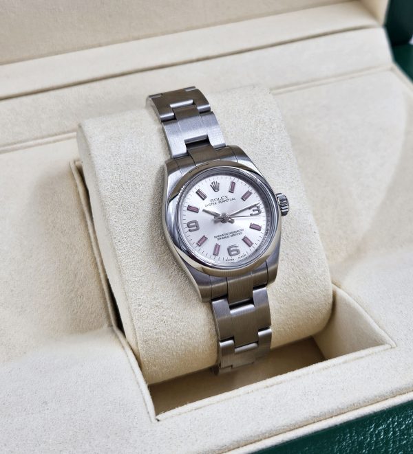 Pink / Silver Rolex Oyster Perpetual 176200 with Box and Papers 2011 (Card). - Image 9