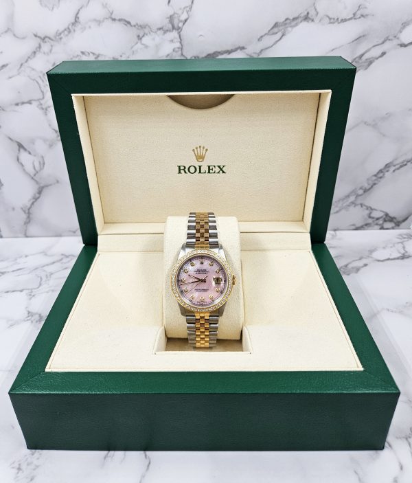 Gents Steel & Gold Rolex Datejust 16233, Pink MOP Diamond Dial with Box & Papers. - Image 10