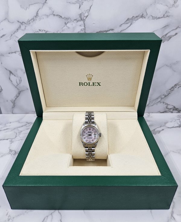 Ladies Steel & White Gold Rolex Datejust Pink - MOP Diamond Dial - Box & Paper - Image 8