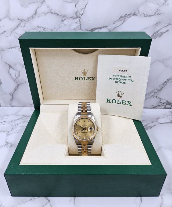 MINT Mens Rolex Datejust in Steel & Gold - Factory Diamond Dial - Box and Papers - Image 4