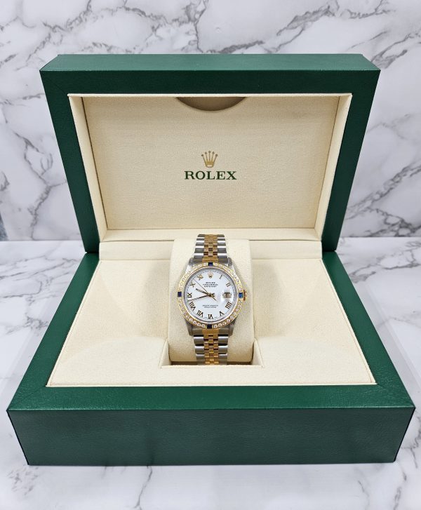 Stunning Gents Steel & 18k Gold Rolex Datejust with Roman Dial & Diamond Bezel. - Image 9