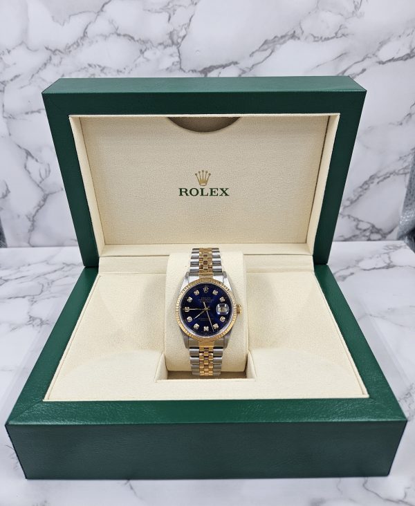 Gents Steel & Gold Rolex Datejust 16233 Blue Diamond Dial with Box and Papers. - Image 6