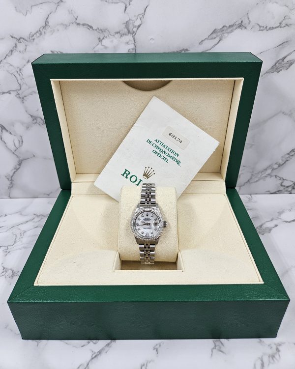 Ladies Steel & White Gold Rolex Datejust - White MOP Diamond Dial & Bezel. Box & Papers. - Image 9