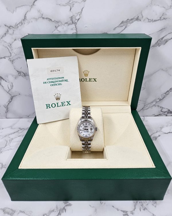 Ladies Steel & White Gold Rolex Datejust with MOP Diamond Dial - Box and Papers. - Image 8