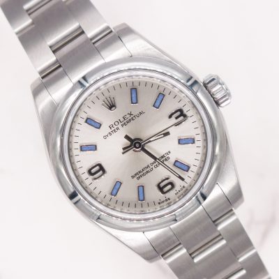 Purple / Silver Rolex Oyster Perpetual 176200 with Box and Papers (Card).