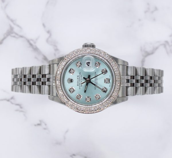 Ladies Steel & White Gold Rolex Datejust - ICE BLUE Diamond Dial & Bezel. Box and Papers - Image 2