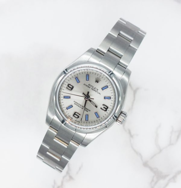 Purple / Silver Rolex Oyster Perpetual 176200 with Box and Papers (Card). - Image 4