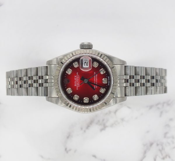Ladies Steel & White Gold Rolex Datejust 69174 Red Diamond - with Box & Papers - Image 2