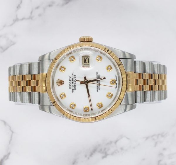 Gents Steel & Gold Rolex Datejust 16233 White Diamond Dial with Box and Papers. - Image 2