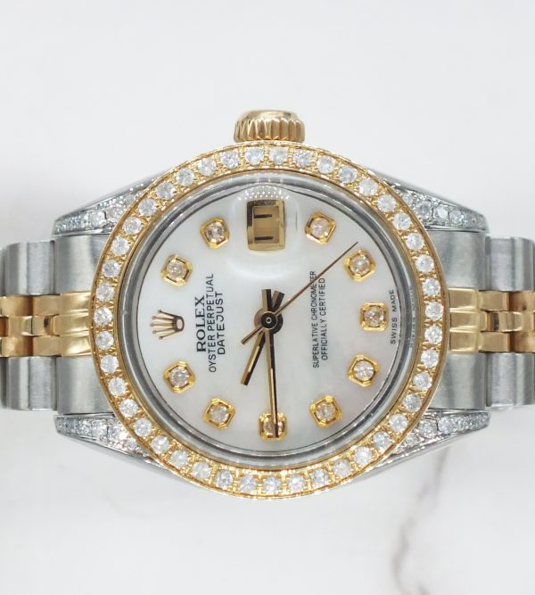 Ladies Rolex Datejust in Steel & Gold with Diamond Dial, Bezel & Shoulders. - Image 3