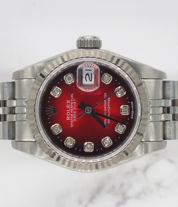 Ladies Steel & White Gold Rolex Datejust 69174 Red Diamond - with Box & Papers - Image 3