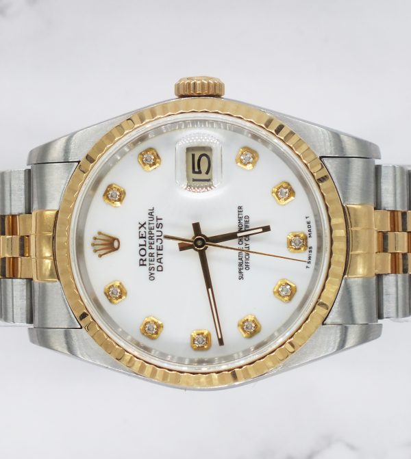 Gents Steel & Gold Rolex Datejust 16233 White Diamond Dial with Box and Papers. - Image 3