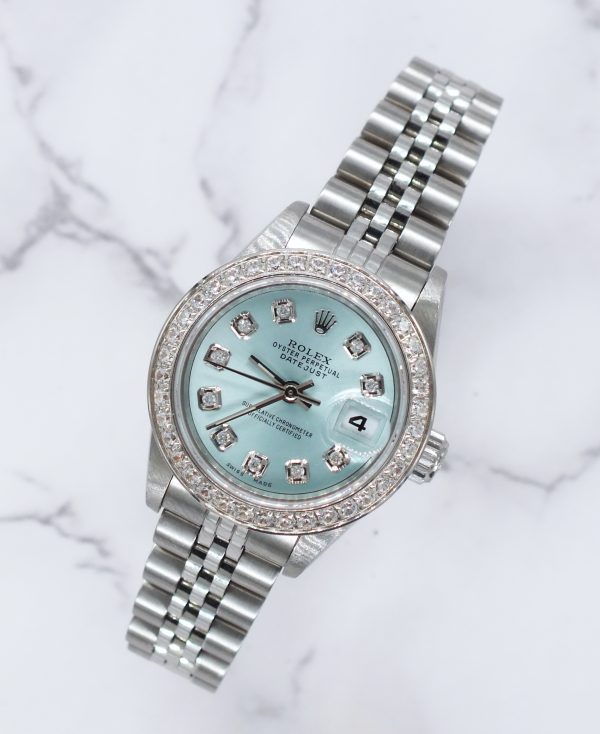 Ladies Steel & White Gold Rolex Datejust - ICE BLUE Diamond Dial & Bezel. Box and Papers - Image 4