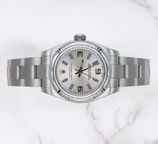 Purple / Silver Rolex Oyster Perpetual 176200 with Box and Papers (Card). - Image 2