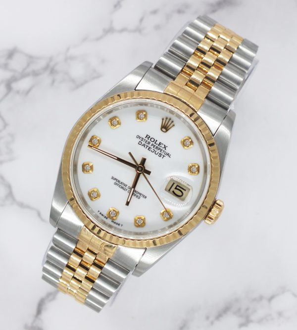 Gents Steel & Gold Rolex Datejust 16233 White Diamond Dial with Box and Papers. - Image 4