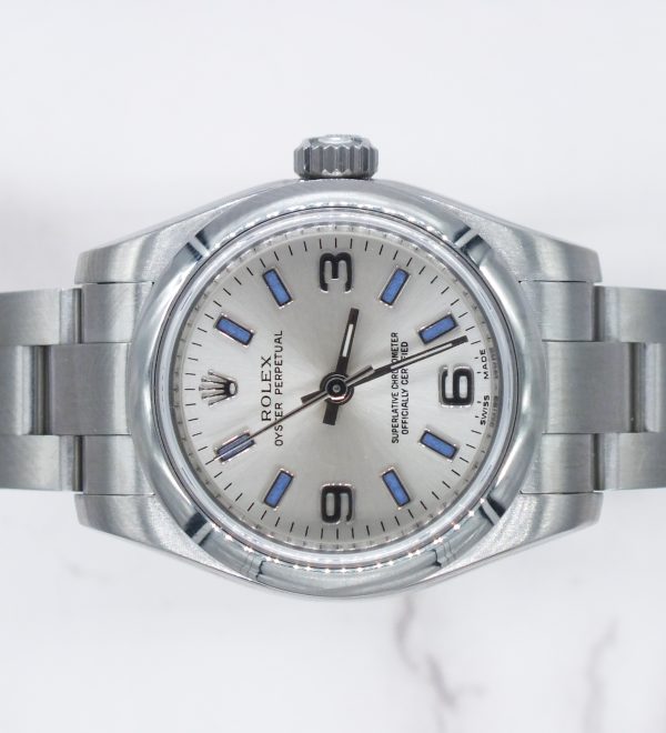 Purple / Silver Rolex Oyster Perpetual 176200 with Box and Papers (Card). - Image 3