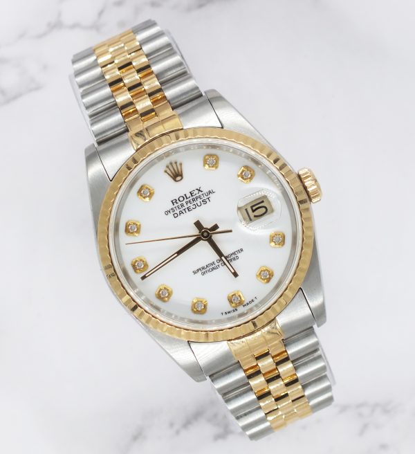 Gents Steel & Gold Rolex Datejust 16233 White Diamond Dial with Box and Papers. - Image 5