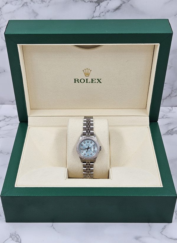 Ladies Steel & White Gold Rolex Datejust - ICE BLUE Diamond Dial & Bezel. Box and Papers - Image 8