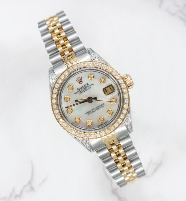 Ladies Rolex Datejust in Steel & Gold with Diamond Dial, Bezel & Shoulders. - Image 5
