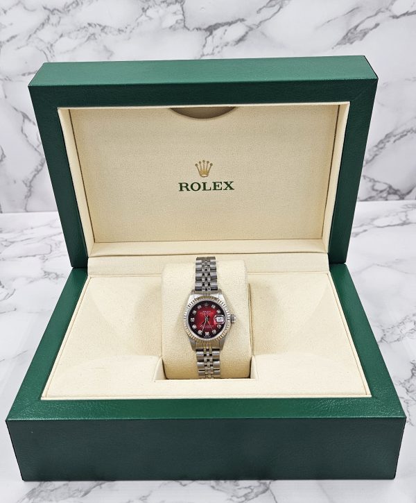 Ladies Steel & White Gold Rolex Datejust 69174 Red Diamond - with Box & Papers - Image 6