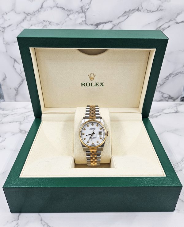Gents Steel & Gold Rolex Datejust 16233 White Diamond Dial with Box and Papers. - Image 6