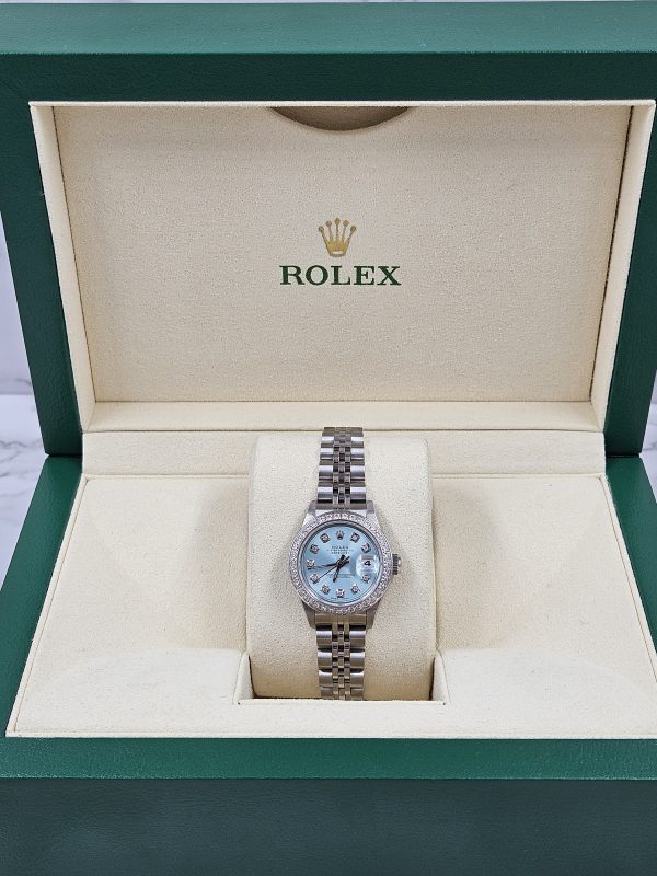 Ladies Steel & White Gold Rolex Datejust - ICE BLUE Diamond Dial & Bezel. Box and Papers - Image 9