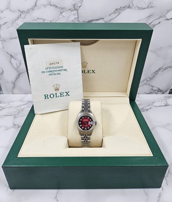 Ladies Steel & White Gold Rolex Datejust 69174 Red Diamond - with Box & Papers - Image 7