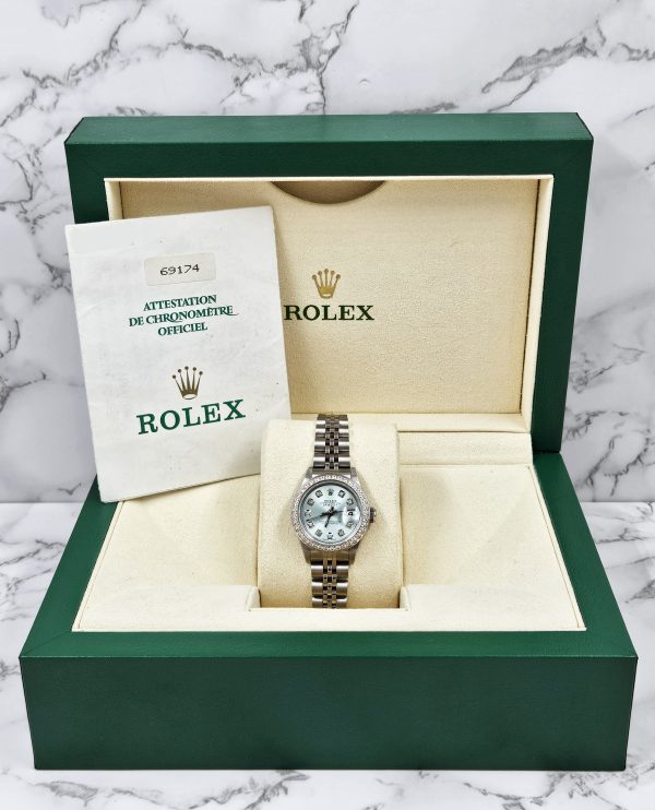 Ladies Steel & White Gold Rolex Datejust - ICE BLUE Diamond Dial & Bezel. Box and Papers - Image 6