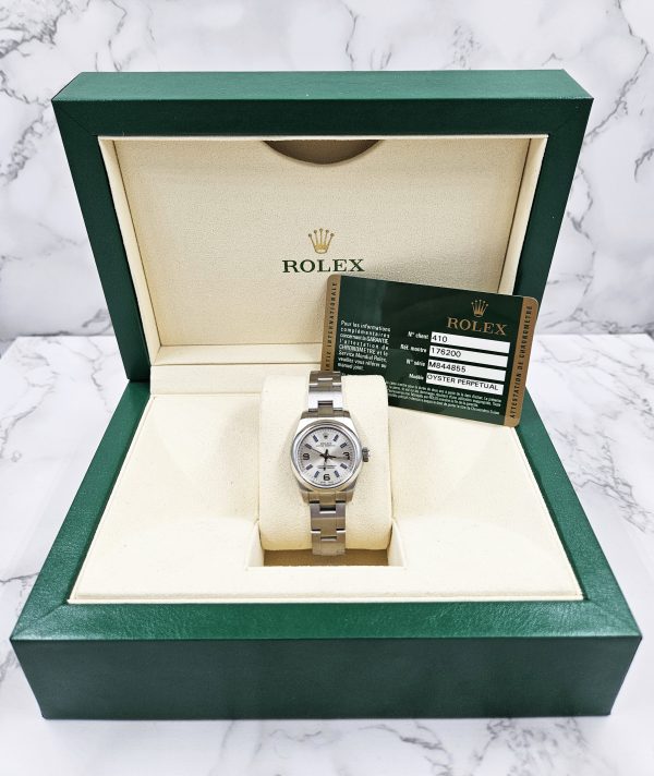 Purple / Silver Rolex Oyster Perpetual 176200 with Box and Papers (Card). - Image 8