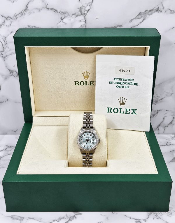 Ladies Steel & White Gold Rolex Datejust - ICE BLUE Diamond Dial & Bezel. Box and Papers - Image 7