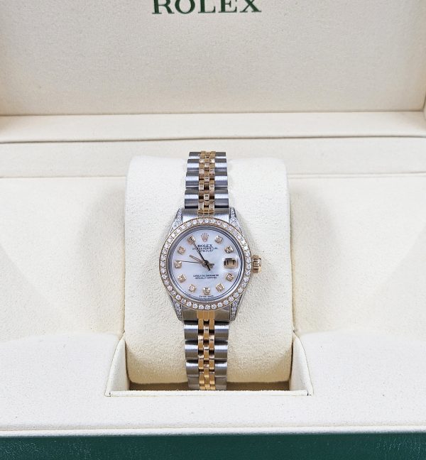 Ladies Rolex Datejust in Steel & Gold with Diamond Dial, Bezel & Shoulders. - Image 9