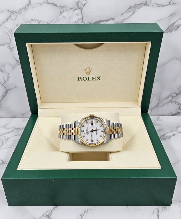 Gents Steel & Gold Rolex Datejust 16233 White Diamond Dial with Box and Papers. - Image 7