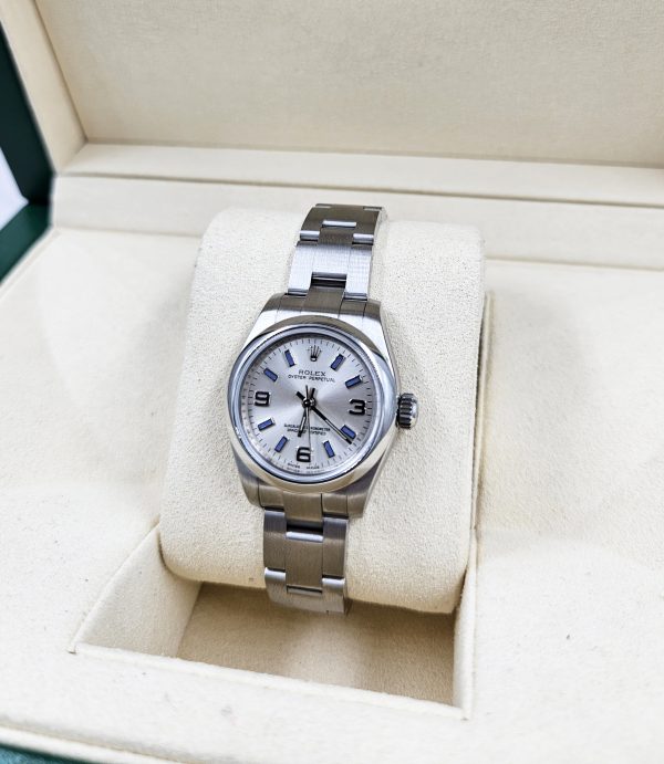 Purple / Silver Rolex Oyster Perpetual 176200 with Box and Papers (Card). - Image 10