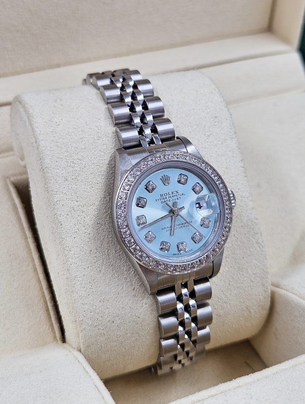 Ladies Steel & White Gold Rolex Datejust - ICE BLUE Diamond Dial & Bezel. Box and Papers - Image 12