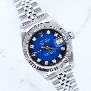 Ladies Rolex Datejust 26mm in Steel & Gold - Factory Blue Diamond Dial – B+P