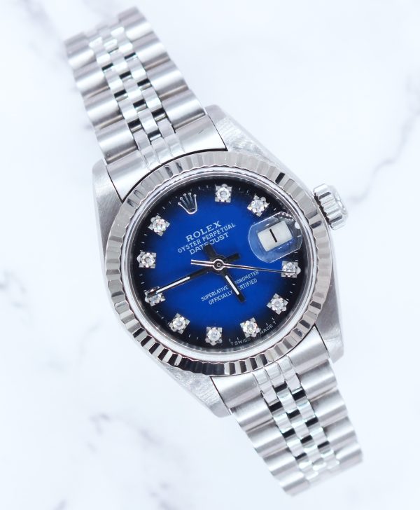 Ladies Rolex Datejust 26mm in Steel & Gold - Factory Blue Diamond Dial – B+P