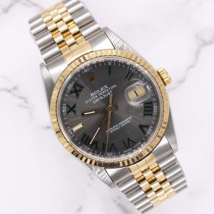 Men's Steel & 18ct Gold Rolex Datejust with Wimbledon Dial - Box and Papers.
