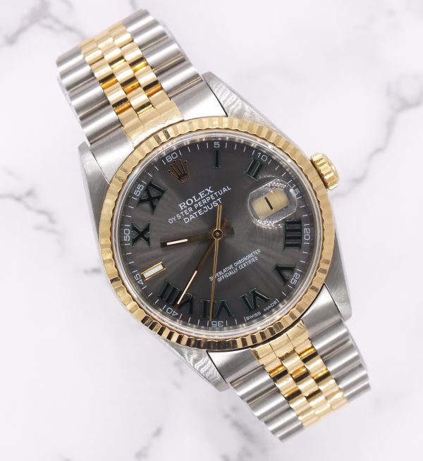 Men's Steel & 18ct Gold Rolex Datejust with Wimbledon Dial - Box and Papers.