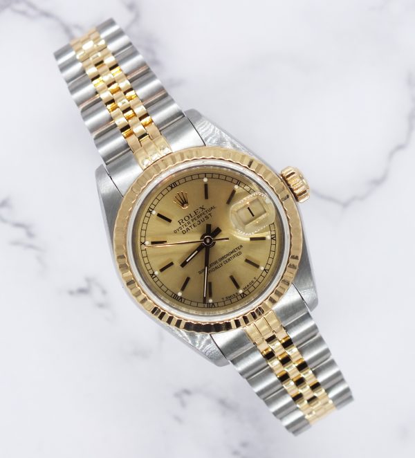 Mint Ladies Rolex Datejust with Champagne Dial – BOX & PAPERS