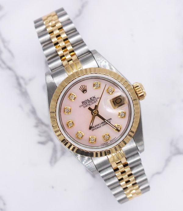 Ladies Rolex Datejust with Pink MOP Diamond Dial – BOX & PAPERS
