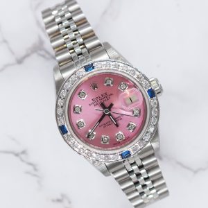 Ladies Stainless Steel Rolex Datejust Pink Diamond Dial & Bezel - Box & Papers.