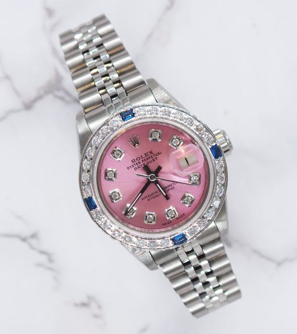 Ladies Stainless Steel Rolex Datejust Pink Diamond Dial & Bezel - Box & Papers.